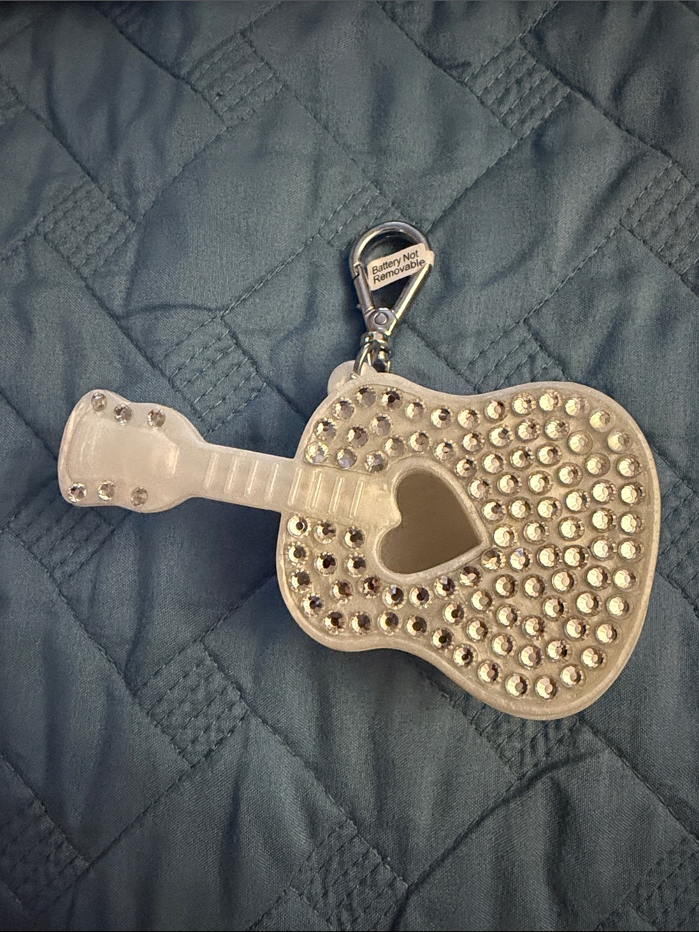 Bath & Body Works Silver Guitar Charm with Heart Cutout Sanitizer Holder